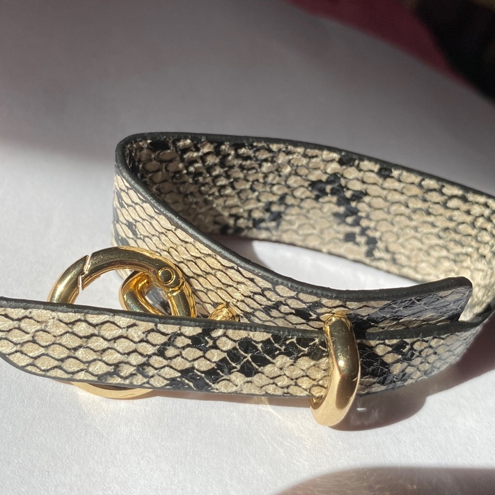 EXPRESS reptile print faux leather bracket with gold accent
